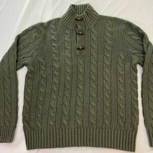 Vintage 90s Polo Ralph Lauren 100% Silk Cable Knit Toggle Sweater Mens L